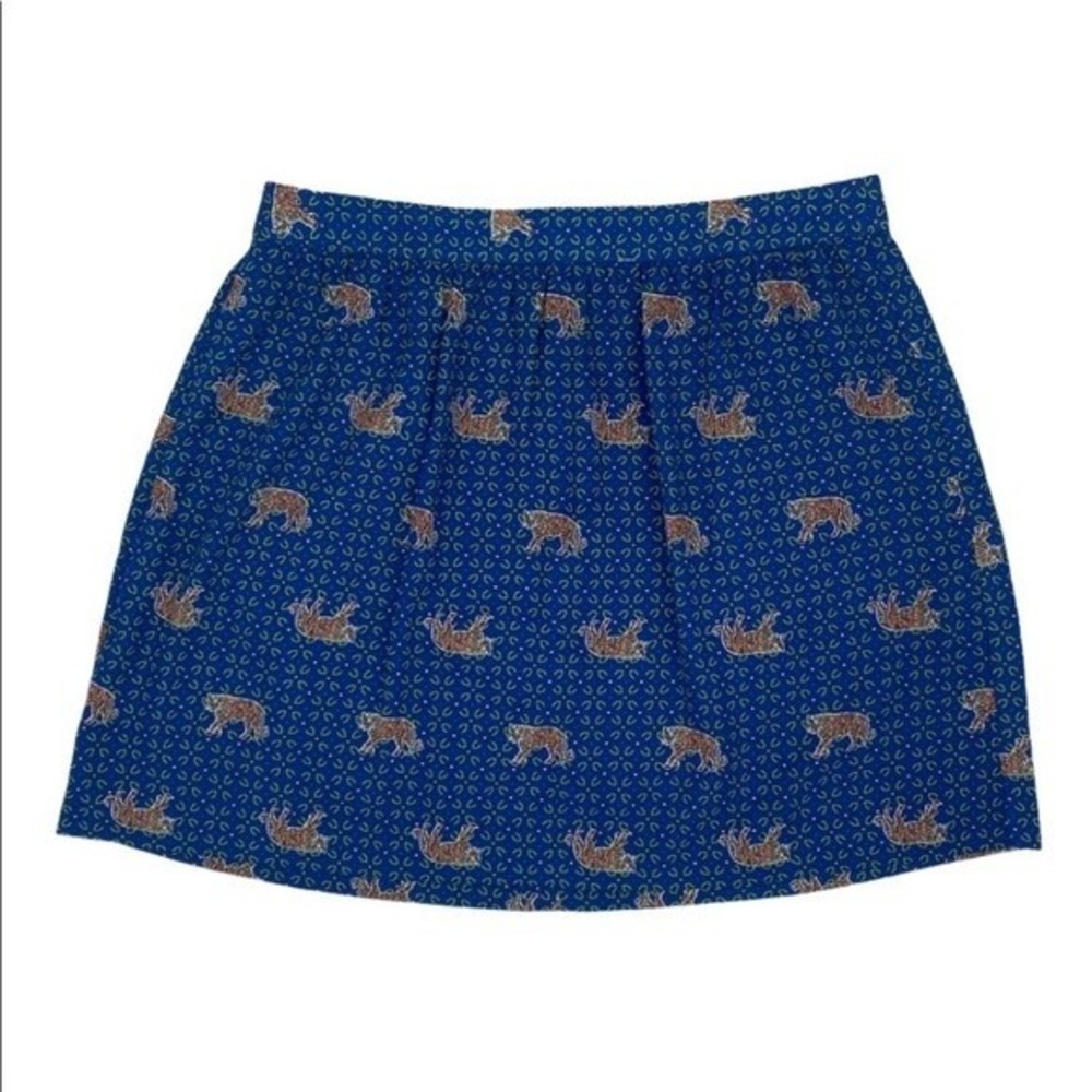 J.Crew Mercantile Bengal Tiger Print Mini Skirt Blue Novelty Pattern J6174 Sz 24